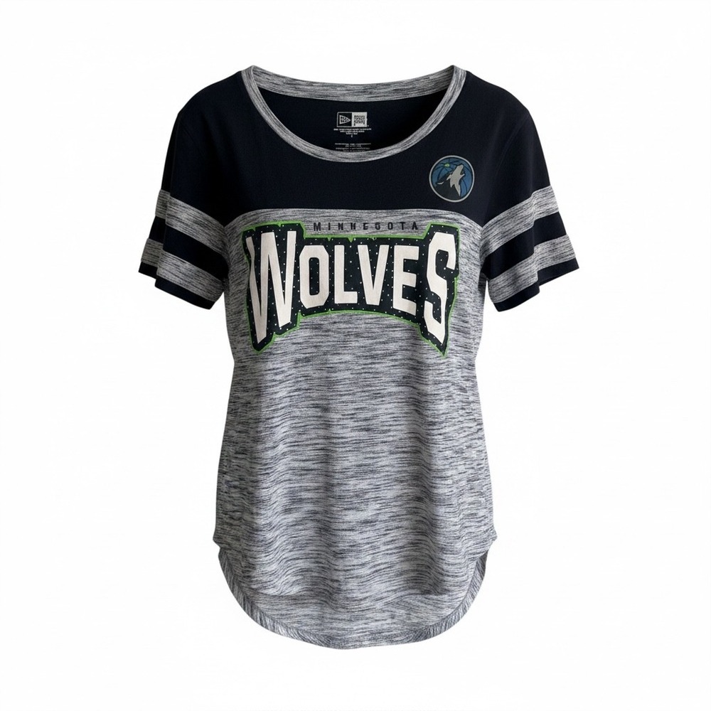 NEW ERA‎ Minnesota Wolves Basketball Team  Blue Gray Bedazzled  Ladies Top, S